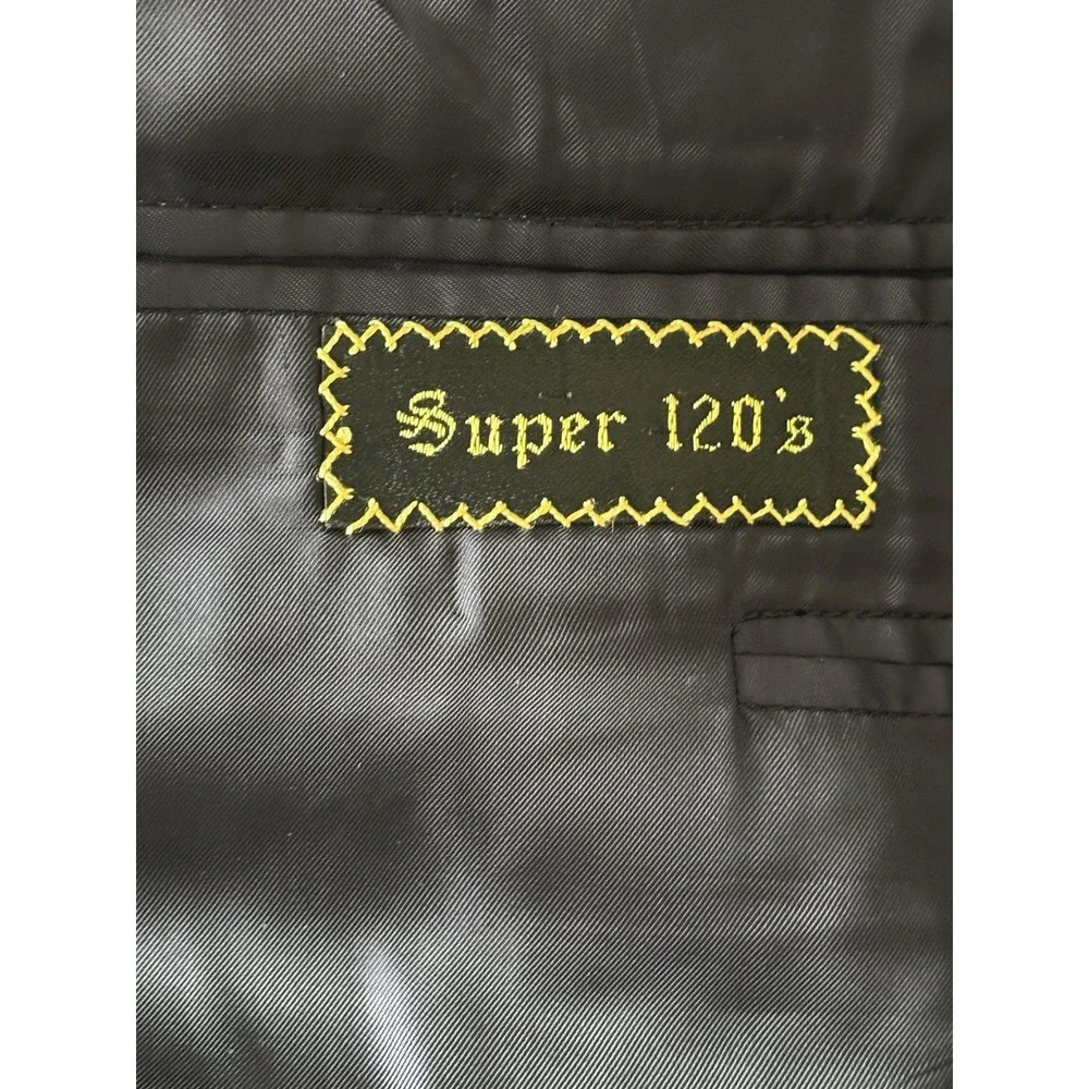 VTG‎ Oxxford Clothes Black Sport coat 43L Super 120s Metal Buttons